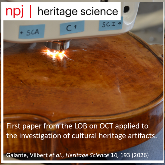 New publication in npj Heritage Science, first paper from the LOB on OCT applied to the investigation of cultural heritage artifacts.